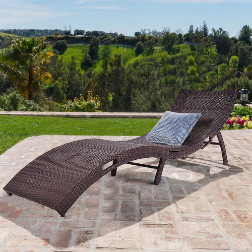 Costway Mix Brown Folding Patio Rattan Chaise Lounge Chair Outdoor Furniture Pool side