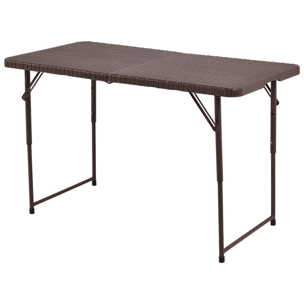 4' Portable Folding Rattan Table