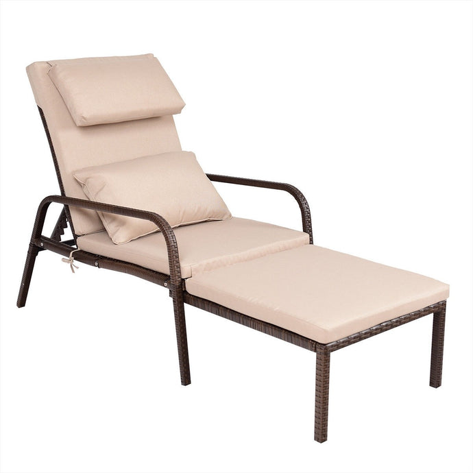 Pull Out Chaise Lounge Rattan Chair